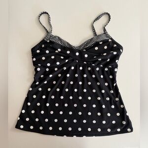 Ladies Pure Paradise Black and White Polka Dot Tankini Top
